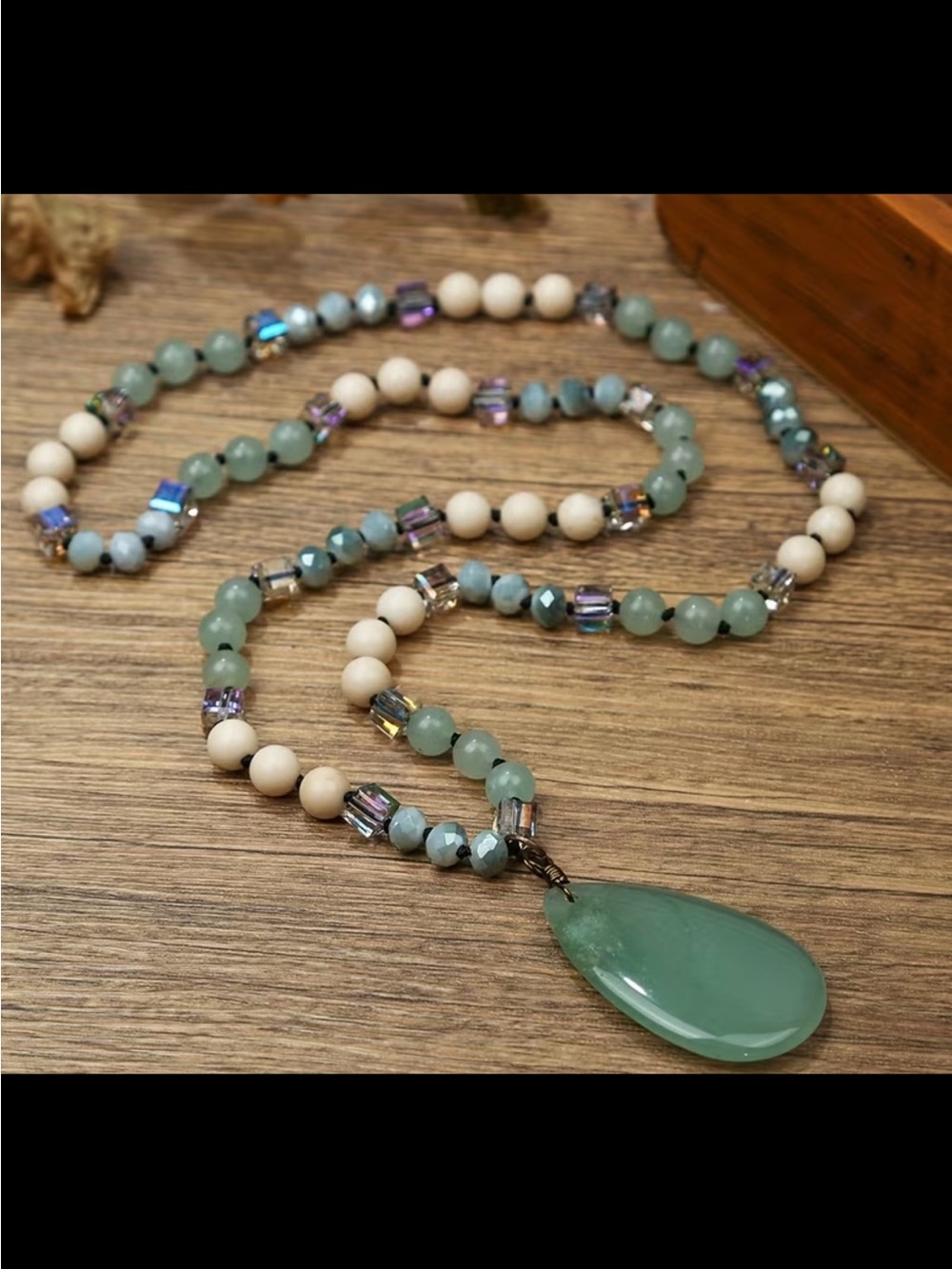 Handmade Green Aventurine Teardrop Beaded Necklace - Women Jewelry